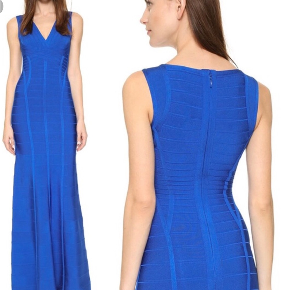 Herve Leger Blue Annabelle Dress